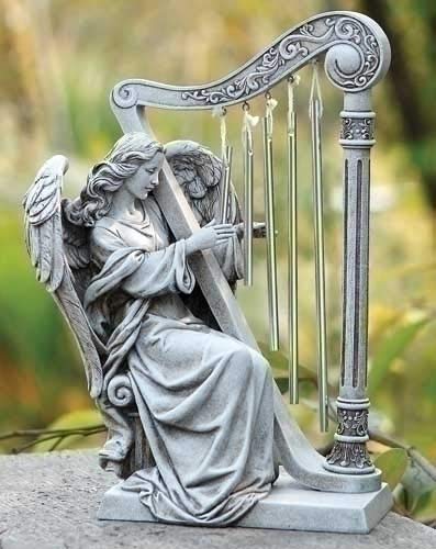 Josephs Studio Garden Wind Chime, 68367, Angel with Harp Wind